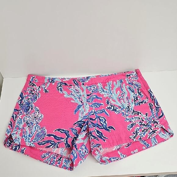 Lilly Pulitzer Adie Pink and Blue Side Zip Four Pocket Women's Short Shorts Sz 6 - Picture 14 of 14